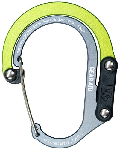 GEAR AID HEROCLIP Clip y Gancho de Mosquetón (Pequeño) para Bolso, Cochecito y Mochila, Verde Marino
