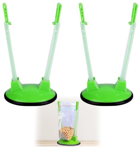 2 Pcs Sandwich Baggy Racks, Adjustable The Batch Lady Freezer Bags, Food Storage Bags Clips Stands, Plastic Reusable Freezer Bag Racks Holders, Food Prep Bag Holders Stands
