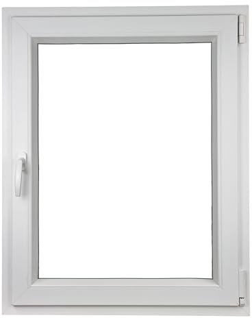 ALUCON Fenster 800x1000 mm – Kunststofffenster 80x100 cm – Flügelfenster Innen Weiß/Außen Weiß – DIN Rechts