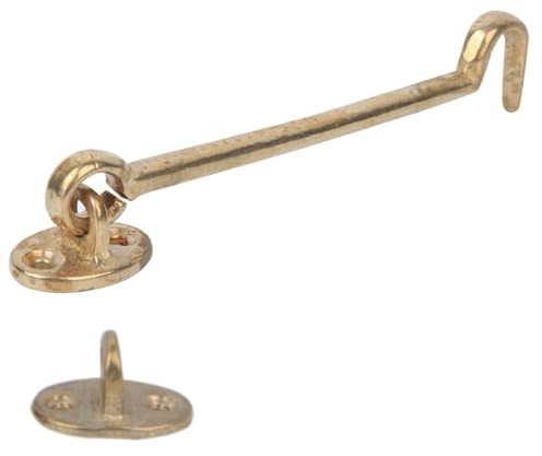 Gancio e Occhiello, Antico Gancio Chiusura Girevole per Porte Finestre | 17x3.1 Cmtorsione Gancio e Occhiello in Ottone per Fienili Stalle Cabine