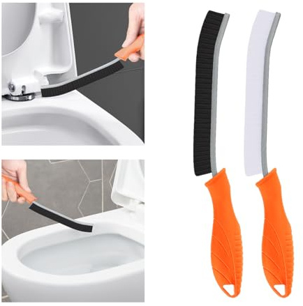 TQRR Hård borst spricka rengöringsborste, toalettborste, 2 st badrumsrengöringsborste, multifunktionell mellanrumsrengöringsborste, borst för diskbänkar, badkar, dusch (2, orange)