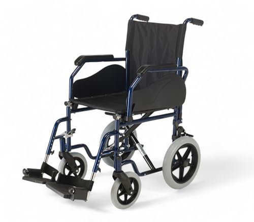 Carrozzina per Anziani, Carrozzina per Disabili [PEDANA REGOLABILE - DA TRANSITO] Sedia a rotelle Pieghevole Leggera per Invalidi - Resistente, Sicura - Peso Max 125 kg (45)