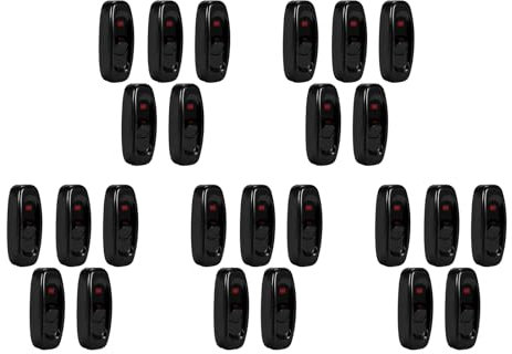 AC 250 V 10 A Inline-Schalter, 25 Stück EIN/AUS-Wippschalter, Tischlampenschalter mit LED-Anzeigeleuchte für Kleine Geräte oder Lampen (schwarz)