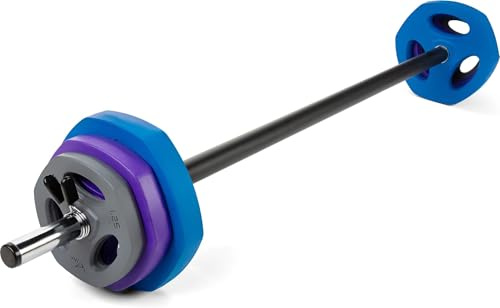Gymtek Body Pump Langhantel, Pumpset 20 kg, Hantelset mit Langhantel, Hantelscheiben und Federverschlüsse, Stahl, Eisen und Gummi