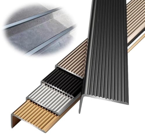 REDEXI Non Slip Stair Edging Aluminum L Shape Stair Edge Trim, Stair Edge Protector Metal Window Sill Nosing, Indoor/Outdoor Staircases Pads Waterproof(Silver,W100MM/3.9in)