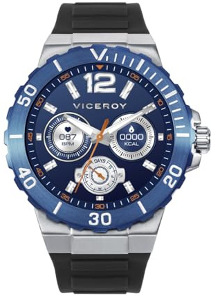 Viceroy Reloj Smart para Hombre de Acero IP Azul con Correa de Silicona Negra, Estilo Deportivo, Ref. 41163-30