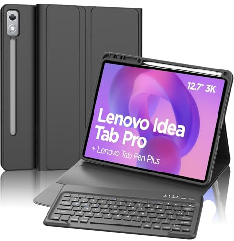 FOGARI Coque Clavier pour Lenovo Idea Tab Pro 2025 - Étui pour Lenovo Idea Tab Pro Tablet 12.7, Clavier Magnétique Bluetooth sans Fil AZERTY Étui avec Pen Holder, Noir