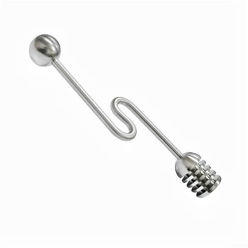 304 Stainless Steel Honey Dipper Spoon, for Drizzling Syrup and Mixing Drinks (Curved)