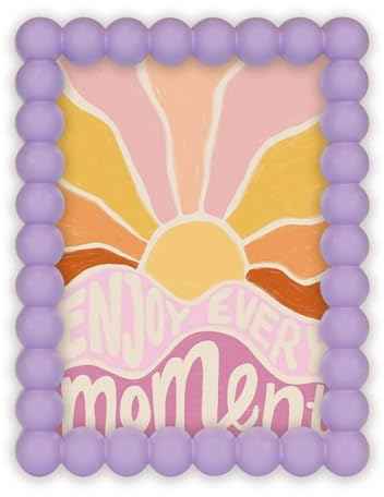 matches21 HOME & HOBBY Bilderrahmen 13 x 18 cm Bubble-Design Deko-Rahmen in Pastelllila - Schöne Fotorahmen aus stabilem Holz