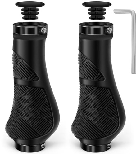 QEWORANE Bicycle Handlebar Grips, Dual Lock-on Design, Non-Slip Ergonomic Grips for Mountain, BMX, Road Bikes (Black(130mm+130mm))