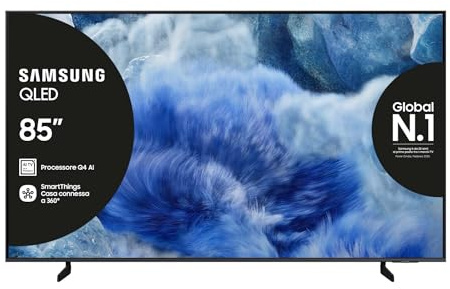 Samsung Smart TV 85'' QE85Q8FAAUXZT QLED 4K, Q4 AI Processor, 4K Upscaling, OTS Lite, Air Slim Design, 2025
