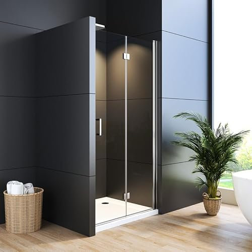 WDWRITTI Nischentür Falttür 70cm Dusche in Nische, Glas Duschabtrennung Silber Nische Duschtrennwand, Duschkabine aus 6mm Sicherheitsglas mit Nano beschichtung, Faltbar Duschwand Höhe 195cm