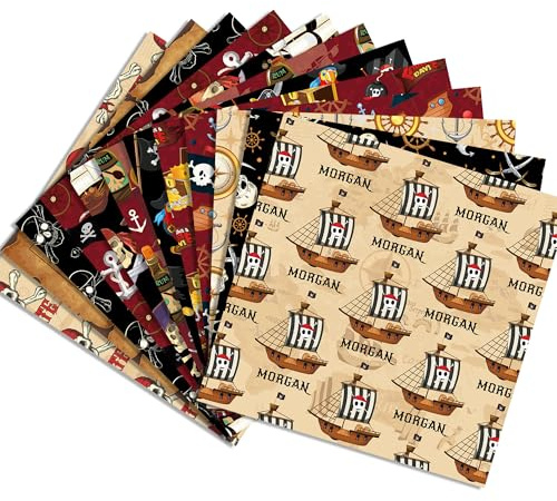 24Bögen Doppelseitiges Pirat Scrapbook Papier, Designpapier Motivpapier für Scrapbooking, Basteln, DIY Karten, Einladungen, Origami, Journaling, Dekoration, Hintergrundpapier, PartyDeko 30x30cm