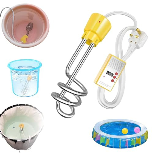 Water Heater for Bath, Pool, Spiral Style Portable Water Heaters, 3000 W Immersion Heater, Paddling Pool Heaters, for Home Camping Bath Pool Outdoor