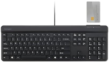 Kensington KB201C Simple Solutions Teclado con Cable con Lector de Tarjetas Inteligentes (CAC), Cumple con la TAA, Negro (K75454TAA)