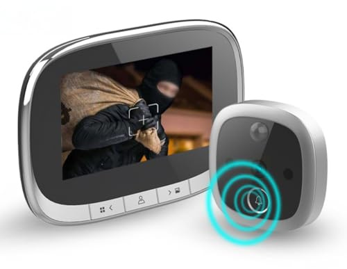 EpheyFIF Spioncino digitale con schermo LCD da 4,3 pollici, con rilevamento del movimento, visione notturna, grandangolo a 180°, standby lungo per la sicurezza domestica, argento