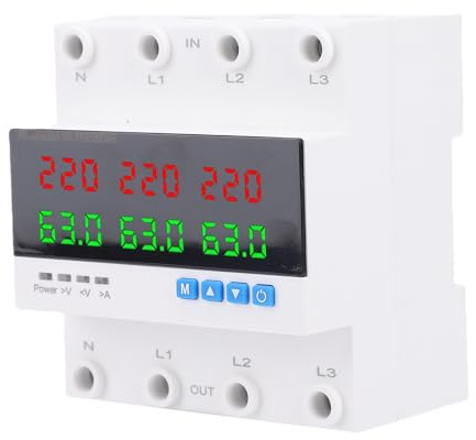 Hamwesh Commutateur de Transfert Automatique, Protecteur 63A 4P 3PH avec Disjoncteur Réglable et Affichage LED pour Générateur, Onduleur, Réseau électrique et Maison