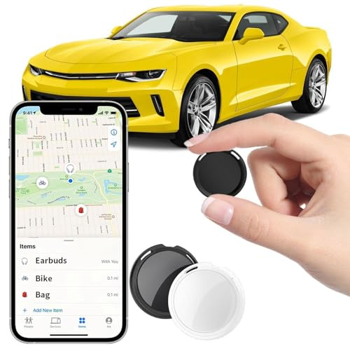 2 Pack Mini GPS Tracker for Car Work with Find My (iOS Only) Real Time Bluetooth Worldwide Coverage Tracking Device Hidden for Cats Truck Motorcycle No Subscription o rMonthly Fee No SIM Card Required