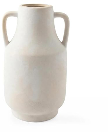 Sawoake Farmhouse Vase with Handles, 11 Inch Large Off-White Terracotta Pot, Rustic Ceramic Floor Vase for Dried Branches & Florals, Neutral Centerpiece for Living Room, Entryway, Coffee Shop DecorG