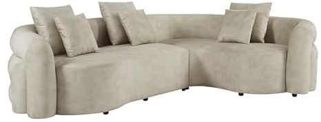 Riess Ambiente Retro Wohnlandschaft Vogue - 290cm - beige - Chenille XXL-Sofa organische Form inkl. Kissen Big-Sofa Couch