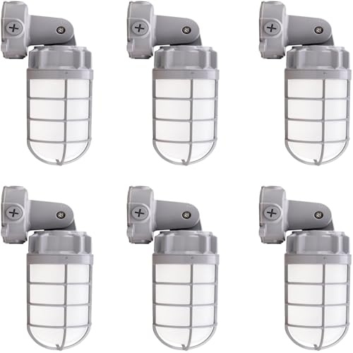 HYHDDM Lámpara industrial a prueba de vapor de 21 W, 2562 lm, 5000 K, IP65, for garaje, patio y exterior, 120-277 V(6 Pack)