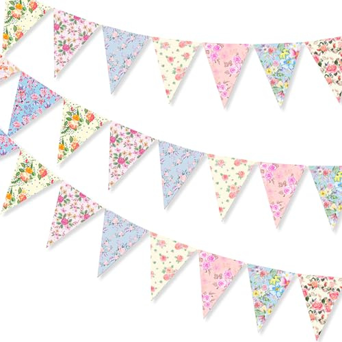 JSTHHTT 3 Stück Wimpelkette Outdoor Wetterfest, Geburtstagsdeko, Wanddeko Geschenk, 30m Wetterfest Wimpelkettes Outdoor für Girlande Kinderzimmer Deko, Hausbett, Babybett, Wanddeko