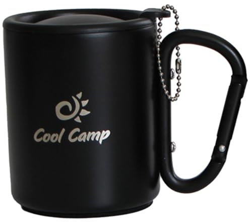 Faroby Tasse de Camping 220 ML, Tasse de Camping Double Couche avec poignée Mousqueton, antidérapante isolée thermiquement avec Couvercle étanche