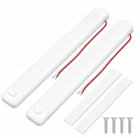 Solisara 2PCS Éclairage Intérieur Auto 12V, Lampe LED Camping Car Reglette | 96LED DC 12V-85V avec Interrupteur Bandeau Blanc Froid pour Camping Car Fourgon Camion Bateau Éclairage Intérieur