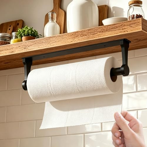 NONETO Black Metal Kitchen Roll Holder Under Cabinet