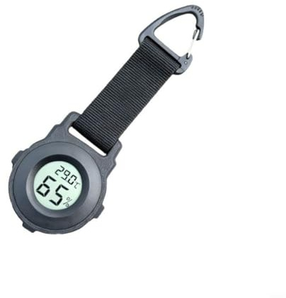 GANCEI Compact Clip-On Thermometer Hygrometer for Camping, for MINI Outdoor Temperature Humidity Gauge for Hiking Backpacks, Lightweight Weather Monitor with Long for battery Life, Black