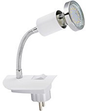 Briloner Leuchten - LED Steckerleuchte CLIP mit Flexarm, inkl. AN/AUS-Schalter, 250 Lumen, 3.000 Kelvin, Weiß