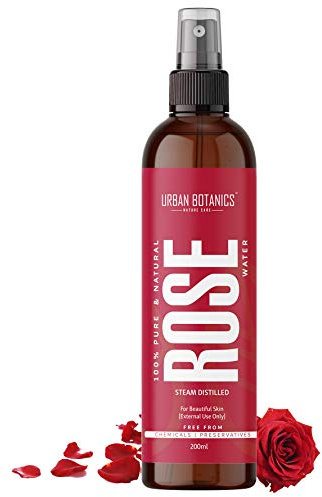 UrbanBotanics Pure & Natural Rose Water Spray for Face, Skin & Hair- Steam Distilled - Toner - Gulab Jal - Free from Chemicals - Transparent 200 ml (Pack of 1)