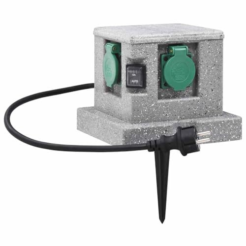 vidaXL Presa Elettrica da Giardino con Sensore di Luce Resistente con 4 Uscite Cavo in Gomma Spina di Sicurezza Ciabatta per Esterni in Plastica