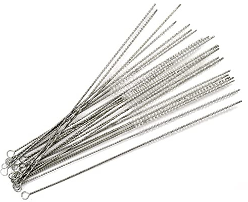 Utoolmart 22cm Total Length Nylon Test Tube Brush Drinking Straw Cleaning Brush Metal Shank 4mm Bristle Working Diameter Cleaner Brush for Plastic Glass Smoothie Straws 25pcs