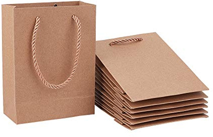 PH PandaHall 20pz Sacchetti Regalo Carta Marrone Sacchetti Carta Kraft Natale con Manico, Buste Regalo Piccoli per Regali di Compleanno Matrimonio Natale Gioielli Bomboniere, 12x16x5.8cm