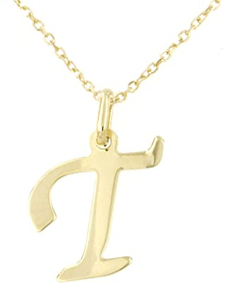 Lucchetta Schmuck Goldkette Damen 375 Echtgold Buchstabe Anhänger | 9 Karat Gelbgold, Initialen A-Z, 45 cm, für Damen