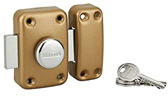 THIRARD - Verrou à Bouton Apache - Cylindre 60 mm - Acier - Époxy Or - Sécurité Porte d'Entrée - Ø 23 mm - Coffre 90 x 60 mm - Jaune/Doré - 3 Clés Crantées