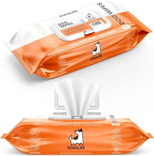 DogsLife Gentle Baby Powder Scent Dog Grooming Wipes | Quick & Easy Cleaning For Bums, Body, Paws, Eyes & Ears! 100 Hypoallergenic Easy Cleaning Wipes | Deodorising & Antibacterial Cleansing