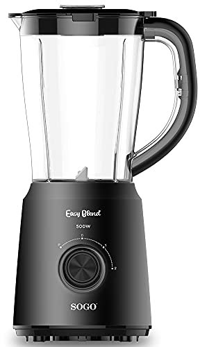 SOGO - Batidora de Vaso 500W para Smoothies y Zumos,Capacidad de 1.5L, 4 Cuchillas de Acero Inoxidable, Jarra Graduada, 2 Velocidades - Ideal para Batidos y Más (SS-5088)
