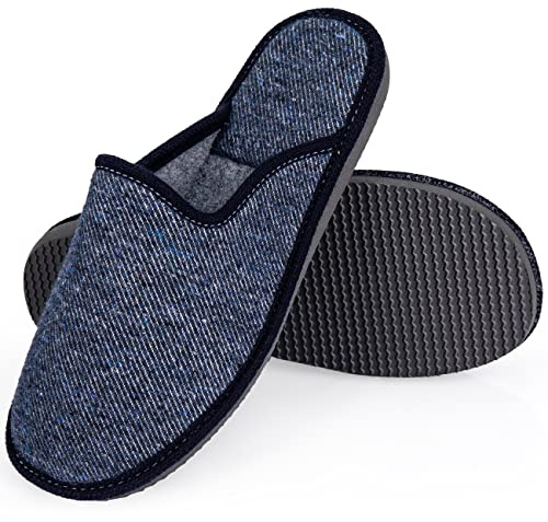 ESTRO Chausson Homme Pantoufles Hommes - Pantoufle Homme Mules Chaussons pour Hommes avec Semelle à Mémoire Antidérapante F17 (44, Jeans)