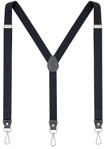Ausukler Suspenders for Women with 3 Swivel Hooks and 1 Width Strap for Jeans and Shorts, also for Slim or Young Men (Black)
