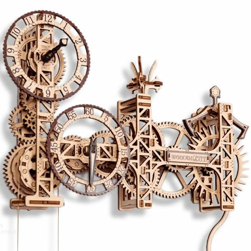 WOODEN.CITY Holzpuzzle Uhr Steampunk 3D Puzzle Erwachsene - Selbstmontage Holzmodelle - EU-hergestellt, Handgefertigte Steampunk Kunst, Holz Bastelset als Geschenk oder Hobby