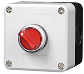 KAVJU Caja de control con interruptor de botón de luz 24V/220V con botón de parada de emergencia interruptor industrial de reinicio automático caja impermeable (Color: 1 perilla roja, tamaño: 220V)