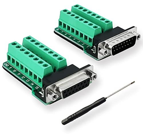 BRIEFCEC DB15 Adapter D-SUB RS-232 Seriell Auf 15-poliges Lötfreies Klemmenblock-signalmodul Mit Isoliertem Pad, (1 Stecker + 1 Buchse)