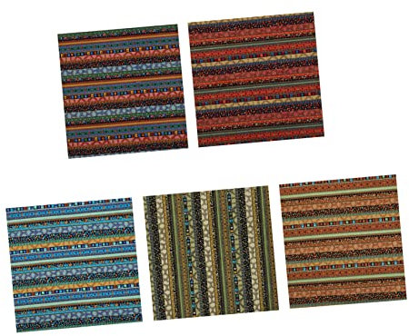 Ciieeo 5blätter Kreative Quiltstoffe Robuste Farbstoffe Retro DIY Materialien Für Heimwerkerarbeiten Mit Ethno-Stil Mustern Für Kissen Vorhänge Kleidung Taschen