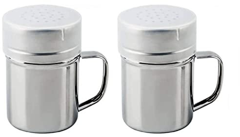 LATRAT 2 Pieces Stainless Steel Powder Shakers Flour Sifter Mesh Sifter with Lid for Cooking Baking for Chocolate Coffee Spices (M)