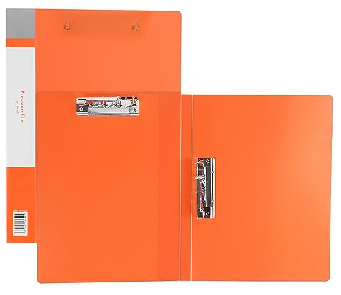 PATIKIL No Perforazioni Raccoglitore, 2pz Plastica Doppia Clip Forte Morsetto Raccoglitore Senza orings Foglio File Cartella Protezione per A4 Formato Carta Ufficio, Arancione