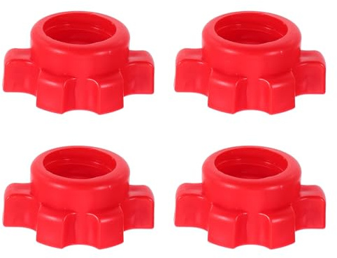 Toddmomy 4 Pcs Dumbbell Bar Nut, Easy Install Barbell Screw Clamp, Home Gym Equipment Accessories, Red, 2.05 X 1.65 X 0.83 Inches