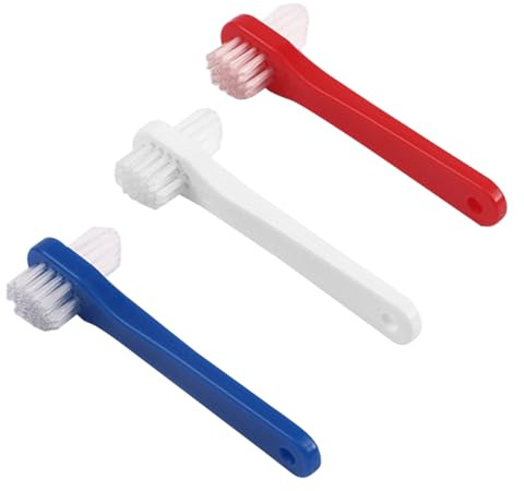 VINTORKY 3Stücke Prothesenreinigungsbürsten für Erwachsene Zahnersatz Zahnbürsten mit Mehrschichtigen Borsten zur Effektiven Reinigung von Zahnprothesen Ergonomischer Griff und Tragbares Design