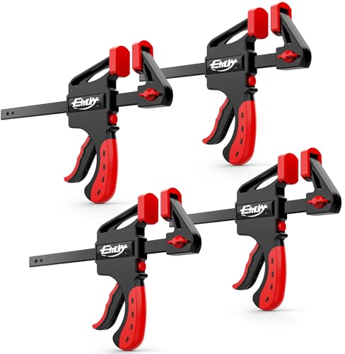 EHDY Morsetti a barra per la lavorazione del legno, morsetto/spalmatore con una mano, set di morsetti per legno da 15,2 cm, morsetto F a cambio rapido leggero con limite di carico di 59 kg, confezione